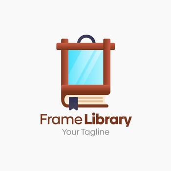 A book with a frame and a logo for frame library vector