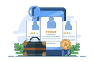 Online Job Application Concept, Job Candidate, Recruitment, Job Interview, Hiring, We are hiring, looking for jobs. We are hiring and hiring online. for web page, ui, app, template. Illustration. vector