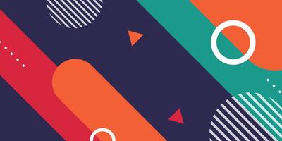 Abstract orange, red, green and blue geometric background. Bright color combination. Dynamic and colorful banner concept. vector