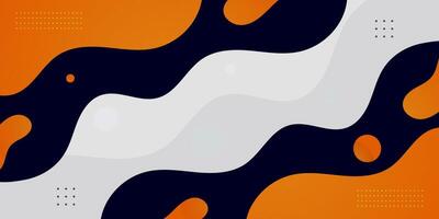 Orange and blue geometric business banner design. Creative banner design with wave shapes and lines for template. Simple design on white horizontal banner. vector