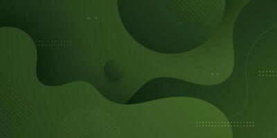 Dark green wave background with simple shape and lines pattern. Simple wave green design. Modern geometric shapes concept. vector