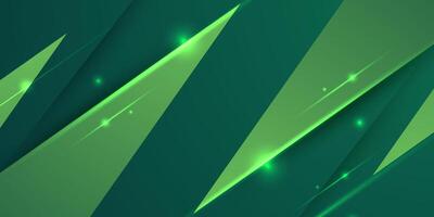 Abstract dark green overlap background with triangle papercut with lights pattern. Green background with shadow design. vector
