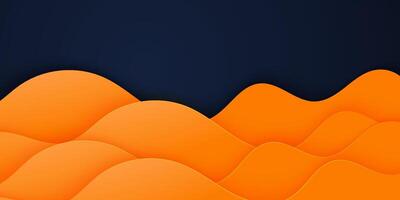Abstract geometric dark blue and orange wave theme overlap background for graphic design. vector
