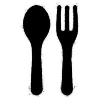 Graffiti Spoon and fork icon isolated on white background. vector