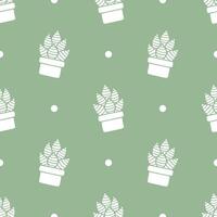 Seamless patterns of Cactus cartoon doodle on green background, . vector