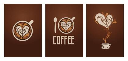 A coffee banner set featuring and showcasing heart shapes and a coffee cup in an appealing layout vector