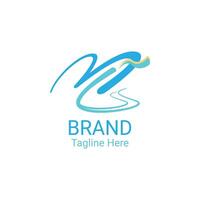 simple logo with the initial letter M in flowing water style vector