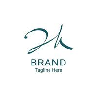 simple logo with the initials J and K in script letter style vector
