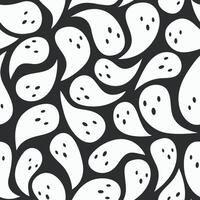 halloween seamless pattern, pattern of collection of flying ghosts on black background vector