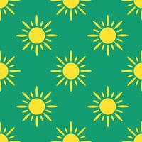 simple seamless pattern of the sun in a minimalist style on a green background vector