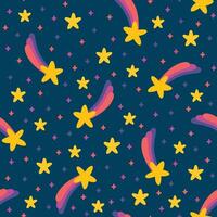 repeating seamless pattern of shooting stars in outer space, suitable for children's design needs, cloth, wrapping paper, textile, cloth, digital and others vector