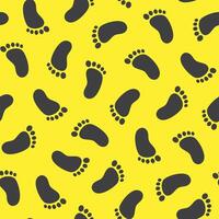 seamless pattern of repeating footprints in black on a yellow background vector