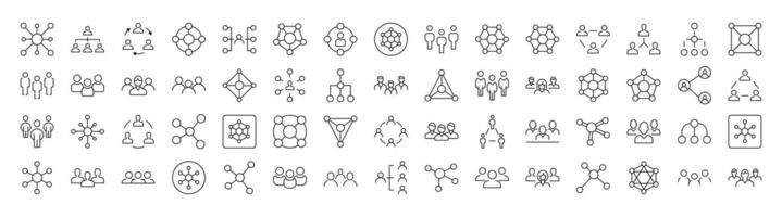 Set of Line Icons of Company and Staff. Editable Stroke. Minimalistic Linear Pictogram for Design of Cards, Apps, Banners, Posts vector