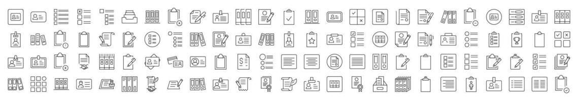 Documents, Office, Work Thin Line Icon Set. Editable Stroke. Suitable for Banners, Cards, Social Networks, Apps vector