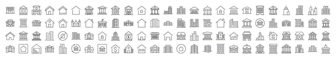 Simple Linear Icon of Different Constructions. Editable Stroke. Minimalistic Linear Pictogram for Design of Cards, Apps, Banners, Posts vector