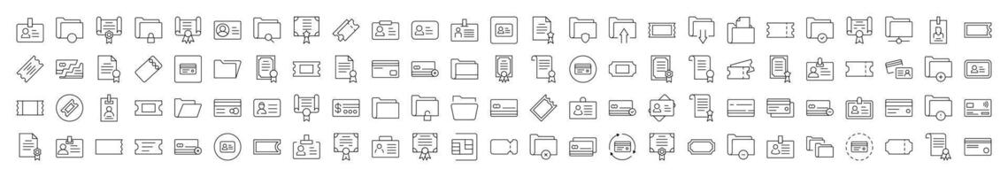 Minimalistic Linear Illustrations of Documents. Contains Icons of Documents, Cards, Awards, Folders, Badges that Can Be Used for Design of Cards, Posts, Apps, Web Sites vector