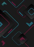 Business and technology concept. Black square with red and blue lines on a dark background. Internet network and communication. For the backdrop, banner and website. vector