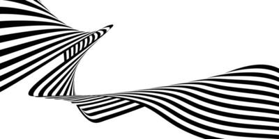 Abstract Dynamic 3D Black and White Line Wave Art Background vector