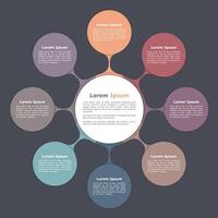 Circle diagram with eight elements, infographic template vector