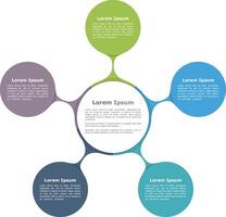 Circle diagram with five elements, infographic template vector