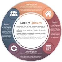 Circle diagram with four elements with icons and text vector