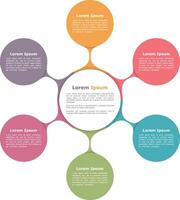 Circle diagram with six elements, infographic template vector