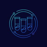 sperm tests icon, semen in tubes, linear design vector