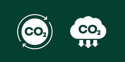 carbon offset and co2 gas reduction icons vector