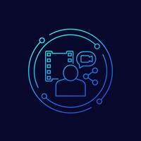 blogger, content creator icon, linear design vector