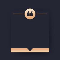 quote box for text, quotation frame design with gold elements vector
