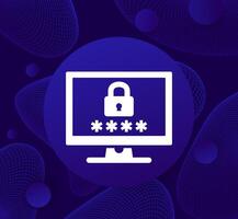 password access icon with a computer, vector