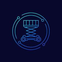 lifting platform icon, linear design vector