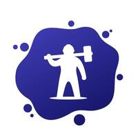 man with sledgehammer icon, vector