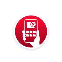 no access to folder icon with smart phone in hand vector
