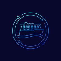 cruise ship icon, linear design vector