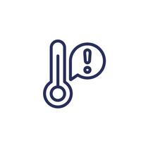 high temperature warning icon, line vector