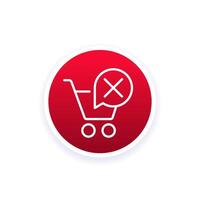 failed order line icon with a shopping cart, vector
