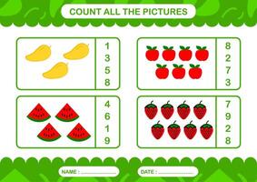 Printable worksheet Number count and match with green background vector
