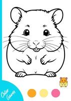 hamster coloring page with guide color vector