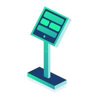 Isometric interactive kiosk. Self service terminal in subway or on train station isolated on white background. Providing information. vector