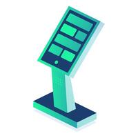 Isometric interactive kiosk. Self service terminal in bank or on train station isolated on white background. Providing information. vector