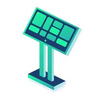 Isometric interactive kiosk. Self service terminal in bank or on train station isolated on white background. Providing information. vector