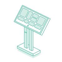 Isometric interactive kiosk. Self service terminal in subway or on train station isolated on white background. Providing information. vector
