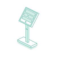 Isometric interactive kiosk. Self service terminal in subway or on train station isolated on white background. Providing information. vector
