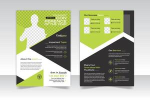 Minimalist business 2 page conference flyer with A4 layout vector
