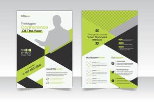 Modern business conference flyer layout template with A4 double side vector