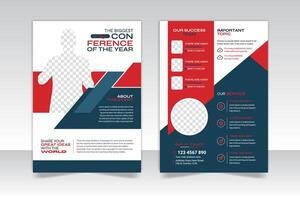 Modern conference two page flyer template and Three color variations conference flyer template vector