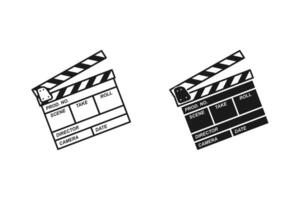 Clapper board icon set. Open and closed movie clapper. EPS 10 vector