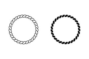 Round rope curve symbol set. Different thickness circular ropes set for decoration. isolated on white background vector