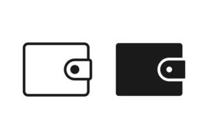 Wallet icon set. Black and linear. EPS 10 vector